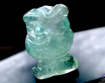 FLUORITE - CRYSTAL OWL - Green Fluorite - Fluorite Crystal - Crystal Owl Carving - Crystal Owl Statue - Crystal Owl Figurine