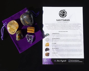 SAGITTARIUS CRYSTAL SET - Sagittarius Crystals - Zodiac Crystal Gift Set - Sagittarius Gifts - Zodiac Crystals - Astrology Gifts