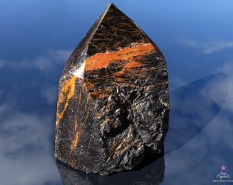 BLACK TOURMALINE POINT - Red Jasper - Rare Crystals - Schorl Tourmaline - Black Tourmaline - Protection Crystals - Black Crystal