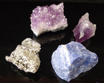 Amethyst, Pyrite & Sodalite Crystal Set: Raw Specimens