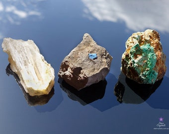 SET OF 3 TASMANIAN Crystals - Aragonite - Malachite - Vivianite - Australian Crystal - Tasmania - Set of Crystals - Vivianite Crystal