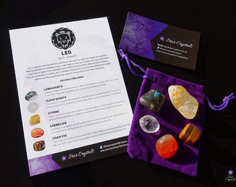 Leo Zodiac Crystal Set: Healing Stones, Star Sign Gift