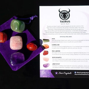 TAURUS CRYSTAL SET - Zodiac Crystal Set - Taurus Crystal Gift Set - Taurus Crystals - Healing Crystal Set - Taurus Star Sign Gift