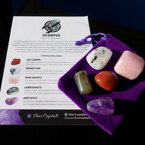 SCORPIO ZODIAC CRYSTALS Set - Zodiac Crystal Kit, Healing Crystal Set, Scorpio Star Sign Gift