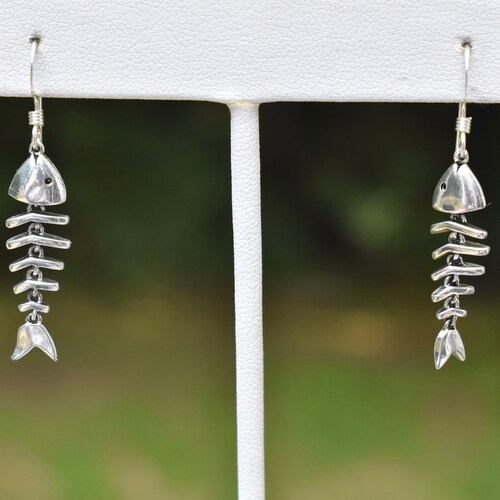 Long Punk Fishbone Dangle Earrings For Women & Men - CZ Diamond Skeleton Chain Earrings, Gothic Statement Jewelry Gift - View #11
