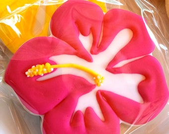 Hibiscus Cookies - Floral Cookies, Flower Cookies, Tropical Cookies, Tropical Birthday Cookies, Wedding Cookies, Bridal Shower Cookies