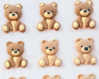 Teddy Bear Sugar Decorations - Royal Icing Transfers, Edible Decorations, Sitting Bears,  COOKIES NOT Included, Cookie Decorating, Icing