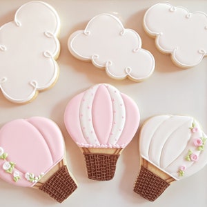 Baby Shower Cookies - Baby Sprinkle Cookies, Hot Air Balloon Baby Shower, Cookies, Cloud Cookies, Baby Shower, Baby, Hot Air Balloon Cookies