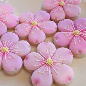 Pink Flower Cookies Cherry Blossom Cookies, Flower Cookies, Mother's Day Cookies, Cookie Gift, Easter Cookies, Bridal Shower Cookies image 2