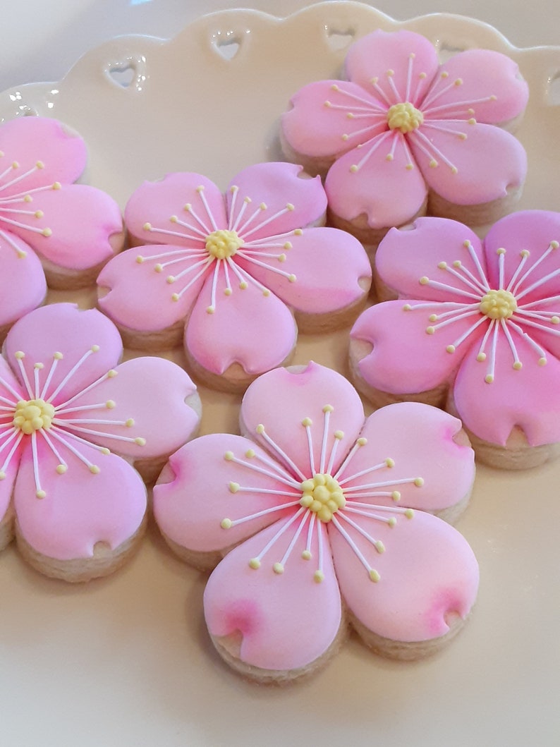 Pink Flower Cookies Cherry Blossom Cookies, Flower Cookies, Mother's Day Cookies, Cookie Gift, Easter Cookies, Bridal Shower Cookies image 2