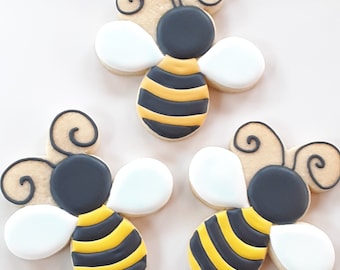 Bee Cookies - Bumblebee Cookies, Decorated Sugar Cookies, Spring Cookies, Baked Goods, ONE DOZEN, Bees, Bumblebees, Edible Gift, Edible