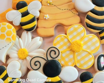 TWO DOZEN - Happy Bee-Day Cookies, Bride to Bee Cookies, Decorated Bee Cookies, Meant to Bee Cookies, What will Our Honey Bee Cookies, Gift