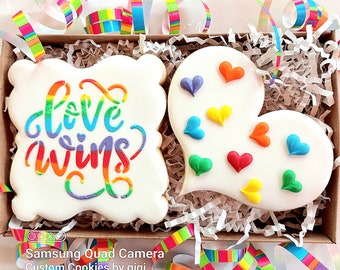 HAPPY PRIDE Cookie Gift - Pride Cookies, Gay Pride Cookies, LGBTQ Pride Cookies, Happy Pride Cookies Love Wins Cookies, Gay Pride Month