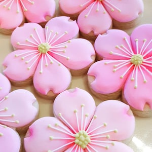 Pink Flower Cookies Cherry Blossom Cookies, Flower Cookies, Mother's Day Cookies, Cookie Gift, Easter Cookies, Bridal Shower Cookies image 1