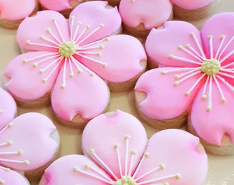 Pink Flower Cookies - Cherry Blossom Cookies, Flower Cookies, Mother's Day Cookies, Cookie Gift, Easter Cookies, Bridal Shower Cookies