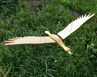 Big Wooden Flying Bird / Crane Bird / Handmade / Mobile / Bird wall decoration / Stork Mobile /