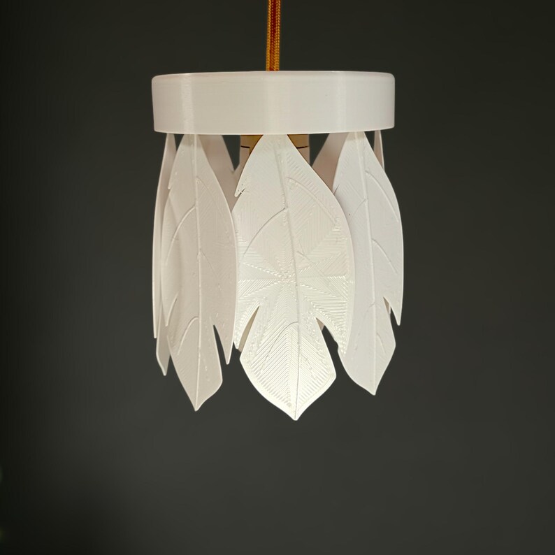 Heron Painted Handcrafted Wooden Chandelier - Eco-Friendly Pine Wood Pendant Light with Feather Lampshade, Nature-Inspired Design, image 6