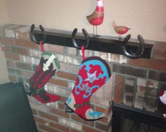 Wrought iron horseshoe Stocking hanger