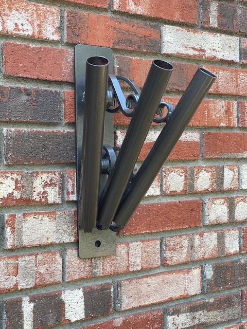 Wrought Iron Triple flag holders