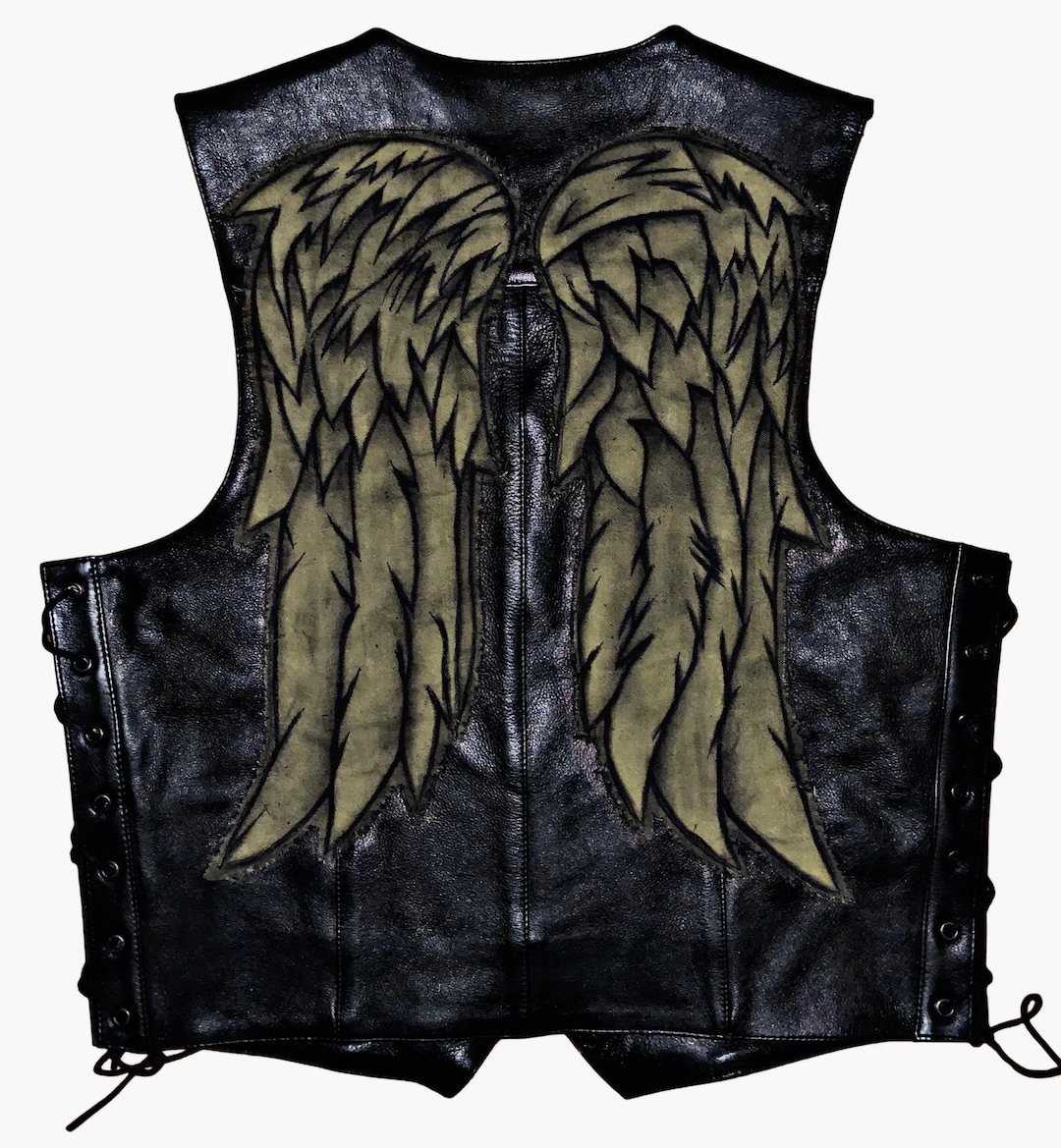 Leather Vest With Angel Wings - Etsy