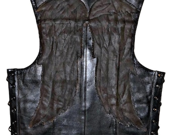 BRIXWEAR Walking Dead Daryl Dixon Black Genuine Leather Vest Black Vest | Mens Angel Wings Leather Vest : Buy Online at Best Price in KSA - Souq is now