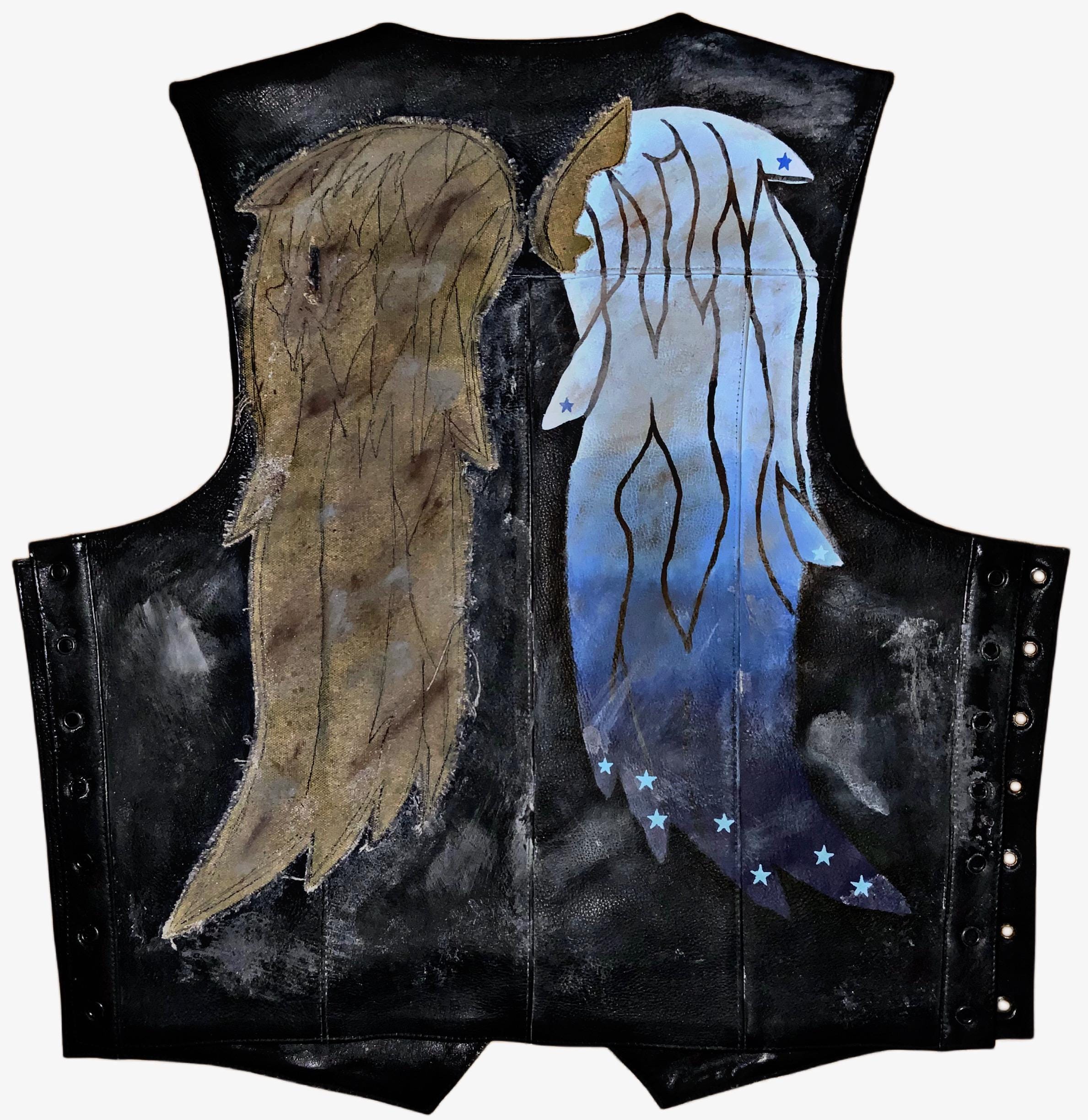 Angel Wing REBORN Leather Vest: Painted Blue Wing - Etsy