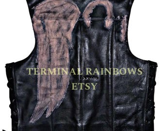 Angel Wing REBORN Leather Vest: Painted Blue Wing - Etsy