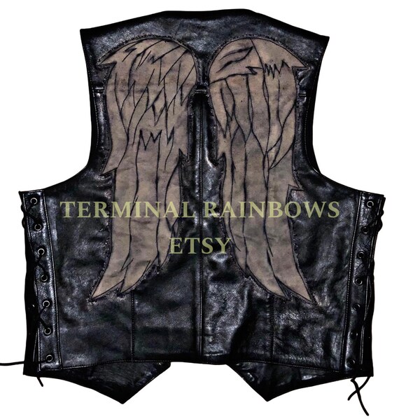 Angel The Walking Dead Daryl Dixon Wings Leather Vest - Leather Jacket Era