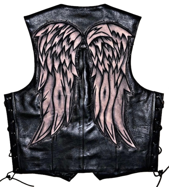 Angel Wing Leather Vest - Prison Era Hand Sewn Wings - Etsy