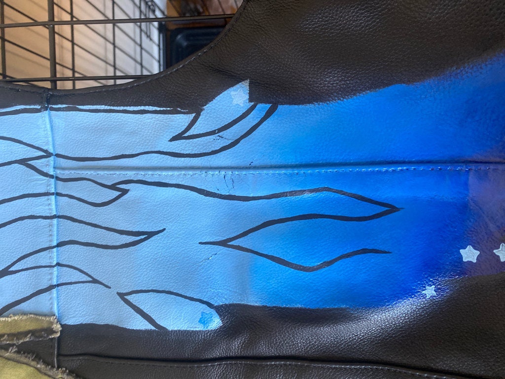 Angel Wing REBORN Leather Vest: Painted Blue Wing - Etsy