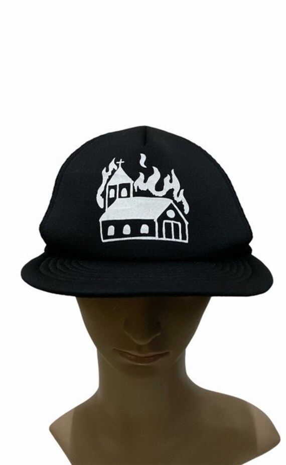Black Metal Graphic Anti Christ Trucker 