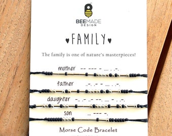 Unique Gift for Dad | Fathers Day Gift | Family Morse Code Bracelets | Mother, Father, Daughter, Son Matching Bracelet Set
