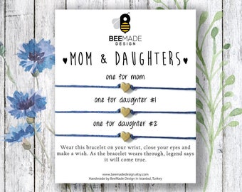 Mother's Day Gift: Mother and Daughters Wish Bracelet Set | Mom Gifts from Daughters