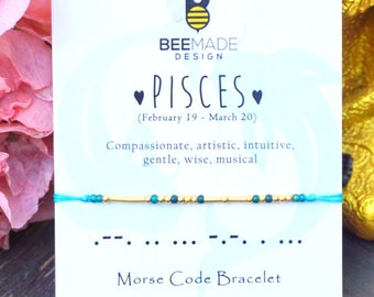 Astrology Jewelry PISCES Bracelet for sister Valentines Day Pisces star sign zodiac jewelry Pisces Bracelets Birthday Gift for her for him