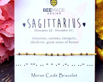 Boogschutter sterrenbeeld armband: morsecode astrologie sieraden