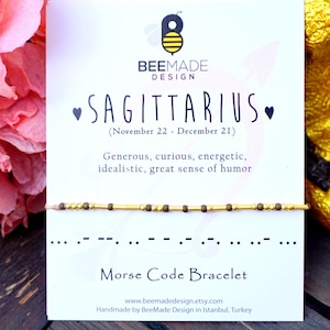 Astrology Jewelry SAGITTARIUS Morse Code Sagittarius star sign zodiac jewelry zodiac Bracelets for birthday gift for women birthday gift for