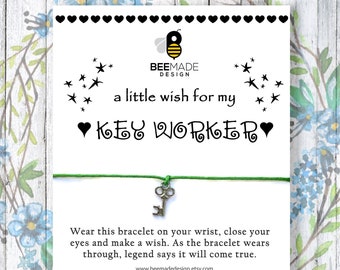 key worker wish bracelet nursery nurse gift, Nursery Teacher Appreciation Gift, nursery thank you present, thank you nursery teacher gifts