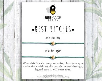 best friend Valentines Days for sisters matching gifts for Best Bitches friendship bracelets for 2 Going Away Moving Graduation Goodbye Gift