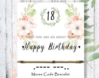 "18th Birthday Morse Code Armband: Vergoldete oder versilberte Perlen