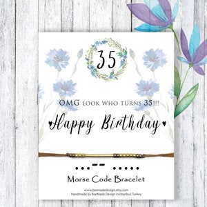 35º presente de aniversário para seu código Morse, presente de aniversário para um amigo, marco, comemoração de aniversário, cartão de aniversário, presente para mulheres de 35 anos