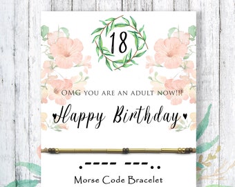 "18th Birthday Morse Code Armband: Vergoldete oder versilberte Perlen