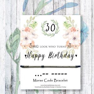 30. Geburtstagsgeschenk für sie Morse-Code Geburtstagsgeschenk für Freund Meilenstein Geburtstagsfeier Geburtstagskarte Geschenk für 30 Jahre alte Frauen