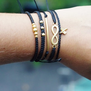 Black Gold Boho Bracelets - Perfect Tween Girl Birthday Gift - VSCO Inspired Set for Girlfriend - Teen Girl Bracelet Set - Adjustable Trendy