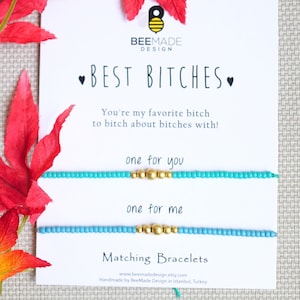 matching friend jewelry gift Best Bitches Matching Seed Bead Bracelets for 2 birthday gift for her for birthday gift for bff gift for girls