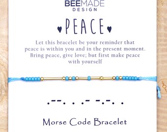 Peace Morse Code Armband voor bff aanmoediging bevestiging ondersteuning cadeau voor dochter armband Positieve Inspirerende armband motivatie