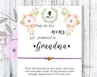 Best moms get promoted to Grandma Bracelet Pregnancy announcement new grandma gift grandmother jewelry favor bracelets wish bracelets