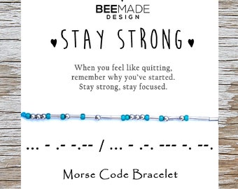 Stay Strong Morse Code Bracelet Women Empowerment birthday gift for daughter sister gift affirmation bracelet inspiration motivation Fighter