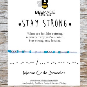 Stay Strong Morse Code Bracelet Women Empowerment birthday gift for daughter sister gift affirmation bracelet inspiration motivation Fighter