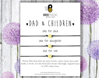 Unique Gift for Dad | Fathers Day Gift | Father's Day Wish Bracelets: Dad & Children Matching Set