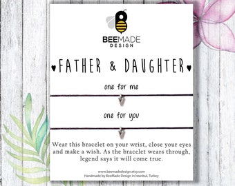 Unique Gift for Dad | Fathers Day Gift | Father Daughter Matching Wish Bracelets: Gold Charm Set
